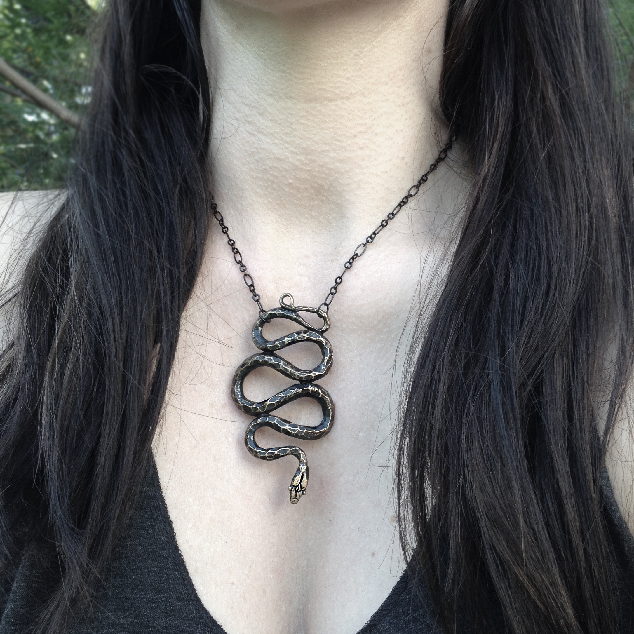 Sterling Silver Snake Gothic Pendant Necklace - VVV Jewelry